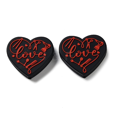 Food Grade Heart with Word Love Silicone Focal Beads LS-SIL-NH0001-01B-1