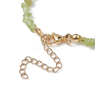 Natural Peridot Chip Beaded Necklace NJEW-JN04616-16-1