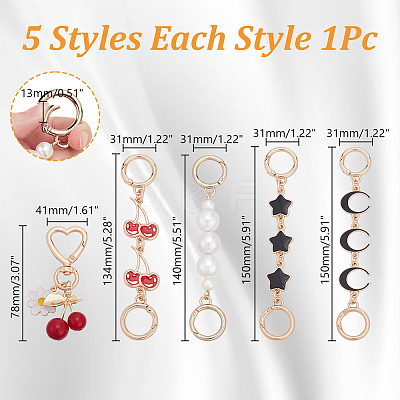 5Pcs 5 Styles Alloy Link Bag Extension Chains PURS-AR0001-04-1