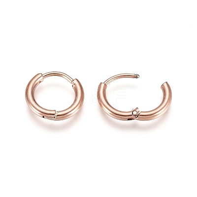 304 Stainless Steel Huggie Hoop Earrings EJEW-G272-02-8mm-RG-1