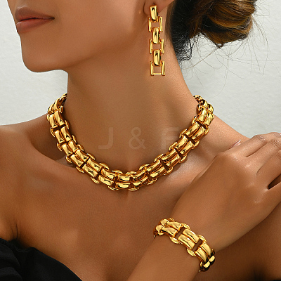 Vintage Exotic Style Iron Link Chain Bracelets & Earrings & Necklaces Sets for Women CH8318-1