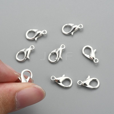 Silver Color Plated Zinc Alloy Lobster Claw Clasps X-E502Y-S-1