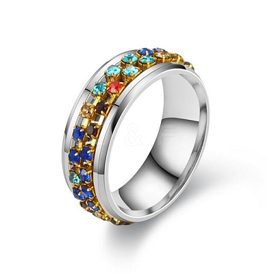 Colorful Rinestone Rotating Finger Ring PW-WG94001-33-1