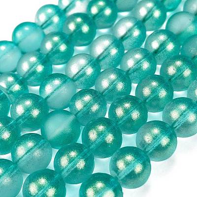 Frosted Transparent Glass Bead Strands GLAA-P065-10mm-08-1