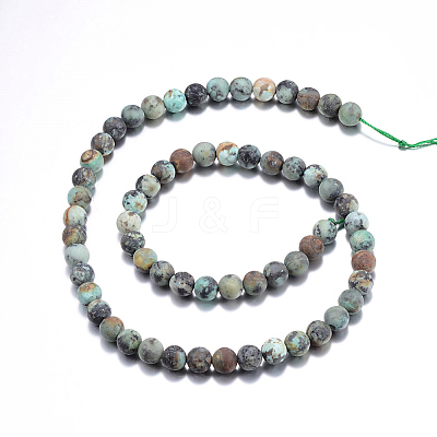 Frosted Natural African Turquoise(Jasper) Round Beads Strands X-G-D746-6mm-1