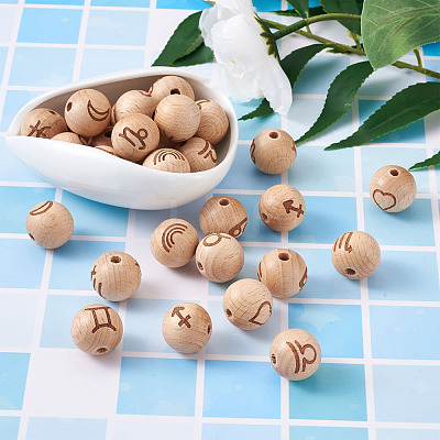 Natural Undyed Beech Beads WOOD-BT0001-04-1