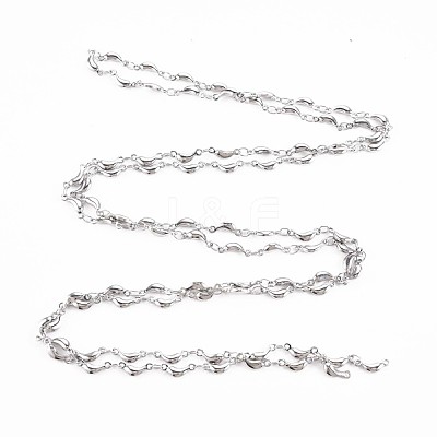 Non-Tarnish 201 Stainless Steel Moon & Oval Link Chains STAS-N092-112-1