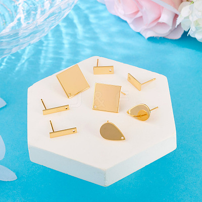 8Pcs 4 Styles Brass Stud Earring Findings EJEW-TA0001-65-1