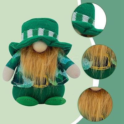 2Pcs 2 Style Saint Patrick's Day Cloth Gnome Faceless Doll DJEW-GF0001-63-1