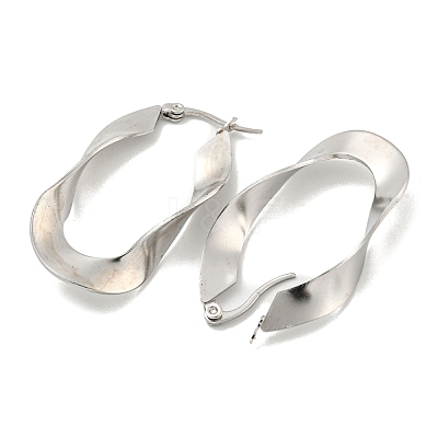 Tarnish Resistant 202 Stainless Steel Irregular Oval Hoop Earring EJEW-H003-10P-1