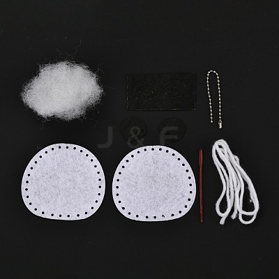 DIY Panda Non Woven Fabric Embroidery Keychain Kits DIY-F071-06-1