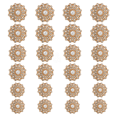 24Pcs 3 Styles Alloy Rhinestone Shank Buttons BUTT-HS0001-05G-1