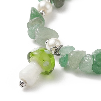4Pcs 4 Style Natural & Synthetic Mixed Gemstone Chips & Glass Pearl Beaded Stretch Bracelets Set BJEW-TA00207-1
