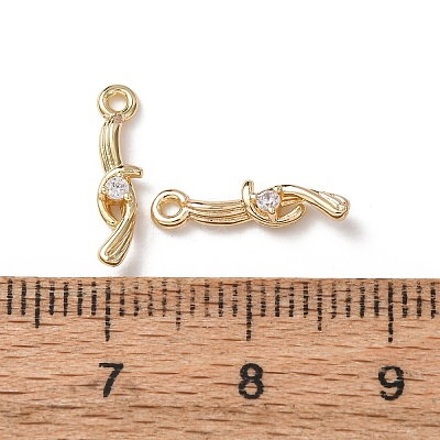 Brass Micro Pave Cubic Zirconia Charms KK-C253-06G-1