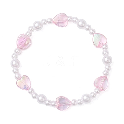 2pCS ABS Plastic Imitation Pearl & Acrylic Beads Stretch Bracelets for Girl BJEW-JB12947-1