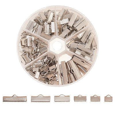 145Pcs 6 Styles Iron Ribbon Crimp Ends IFIN-CJ0001-49-1
