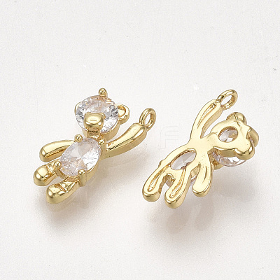 Brass Cubic Zirconia Charms X-KK-T035-117G-1