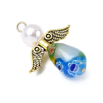 Handmade Millefiori Glass Pendants PALLOY-JF04573-02-1