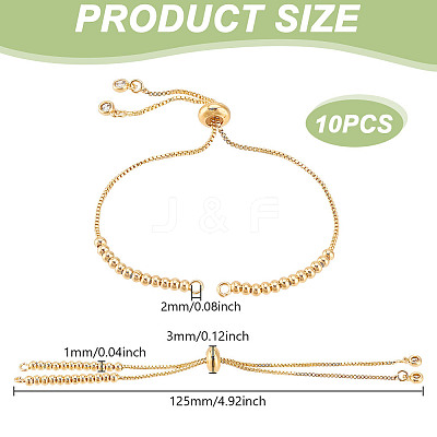 12Pcs Brass Beaded Slider Bracelets MAK-GA0001-02-1