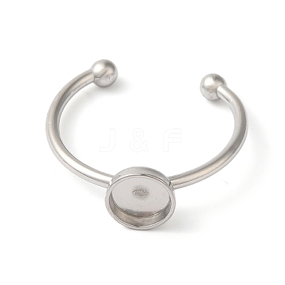 Non-Tarnish 304 Stainless Steel Open Cuff Ring Components X-STAS-I306-05A-P-1
