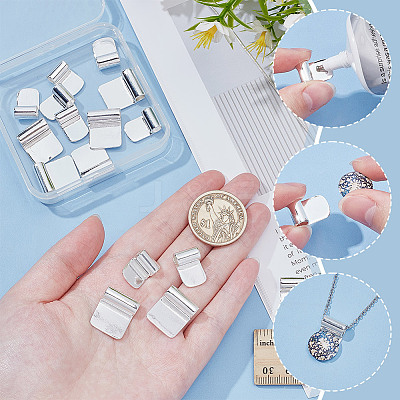 18Pcs 2 Styles Rack Plating Brass Glue-on Flat Pad Bails KK-AR0001-80C-1