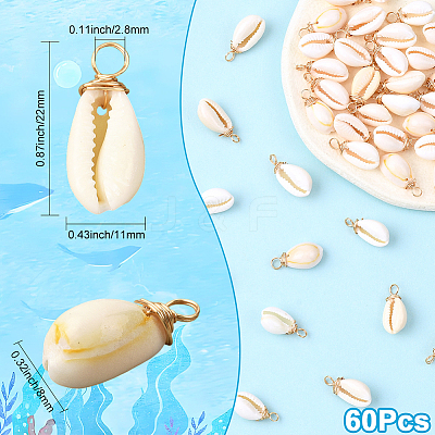 60Pcs Natural Cowrie Shell Dyed Pendants FIND-SC0020-75-1