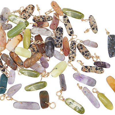 50Pcs 5 Styles Natural Mixed Gemstone Pendants G-HY0001-47-1
