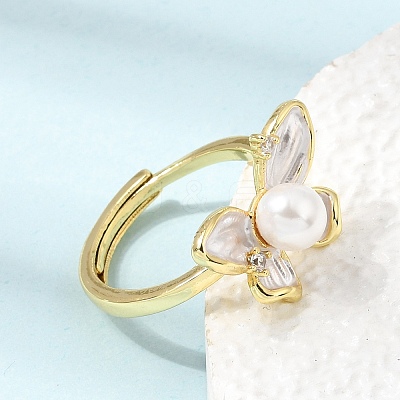 Adjustable Brass Micro Pave Cubic Zirconia Enamel Finger Rings CU-CBABA66-07A-G-1
