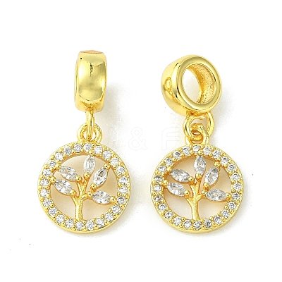 Rack Plating Brass Micro Pave Cubic Zirconia European Dangle Charms KK-K330-44G-1