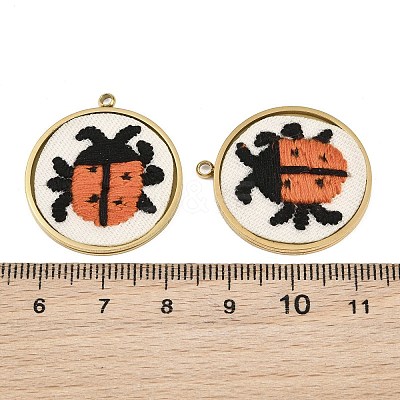 304 Stainless Steel & Embroidered Pendants SA-CBA1ED9-02G-1