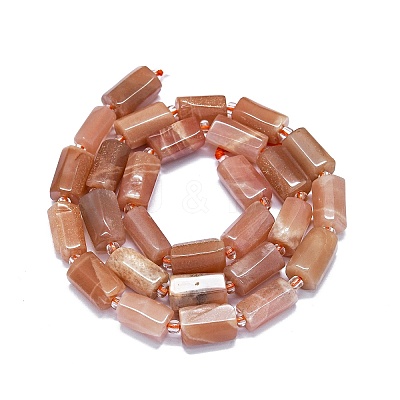 Natural Peach Moonstone Beads Strands G-O170-143-1