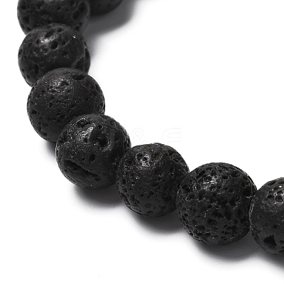 Natural Lava Rock Beads Stretch Bracelet BJEW-JB06885-1