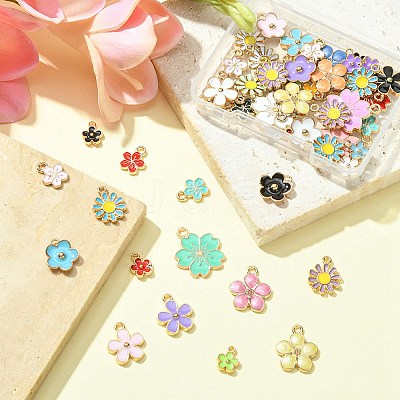 50Pcs 7 Styles Alloy Enamel Charms ENAM-YW0003-10-1