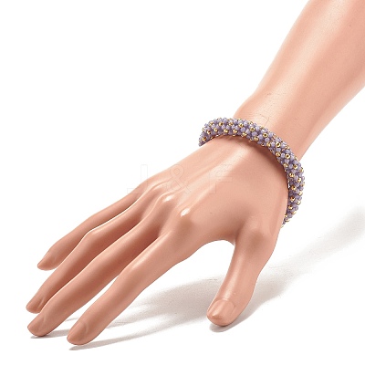 Glass Seed Beaded Bracelet with Brass Magnetic Clasp BJEW-JB07802-05-1