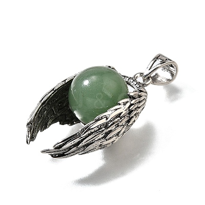 Natural Green Aventurine Round Pendants G-K339-03AS-12-1