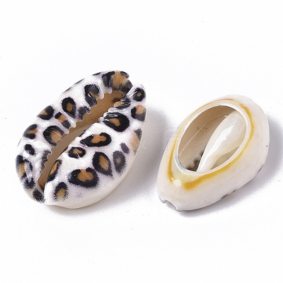 Printed Natural Cowrie Shell Beads SSHEL-R047-01-B02-1