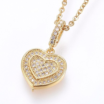 Brass Micro Pave Cubic Zirconia Pendant Necklaces NJEW-H486-24G-1