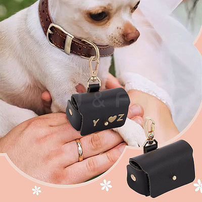 Imitation Leather Wedding Ring Storage Case with Alloy Clasps and PVC Stickers for Pet AJEW-FG0004-27B-1