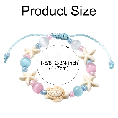 Synthetical Turquoise & Glass Beads Bracelets BJEW-FS00021-1