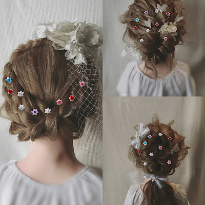 40Pcs 5 Colors Iron Rhinestone Hair Fastener for Girls Hairstyling MRMJ-ME0001-01-1