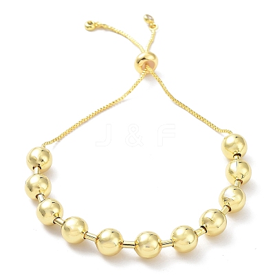 Long-Lasting Plated Brass Round Bead Slider Beacelets for Women Men BJEW-E089-01G-04-1