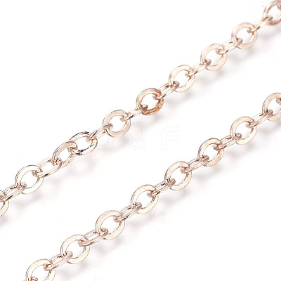 Brass Flat Oval Cable Chains X-CHC025Y-01-RG-1