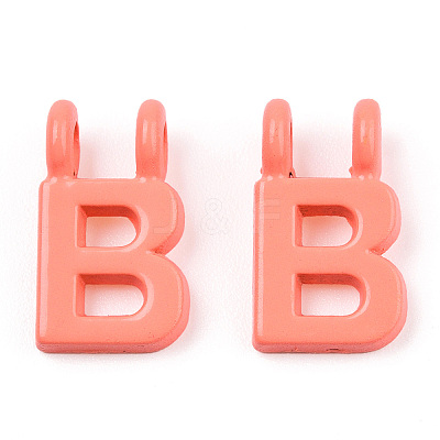 Rack Plating Spray Painted Alloy 2-Loop Link Pendants PALLOY-N176-01B-1