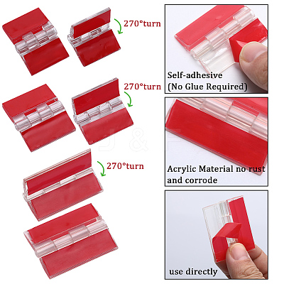 12Pcs 3 Styles Acrylic Self Adhesive Hinge FIND-GF0005-56-1