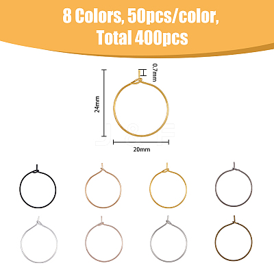 400Pcs 8 Colors Iron Hoop Earrings IFIN-FH0001-72A-1