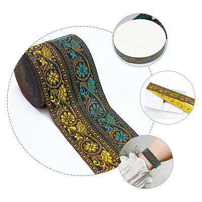 2Rolls 2 Colors Ethnic Style Embroidery Polyester Ribbons OCOR-GA0001-11-1