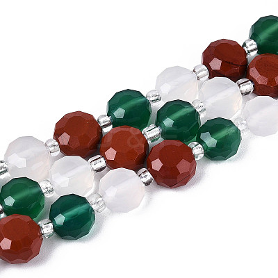 Natural Red Agate & Green Agate & Red Jasper Beads Strands G-T144-19A-01-1