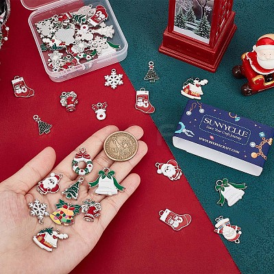 48Pcs 12 Style Alloy Enamel Pendants FIND-SC0004-65-1