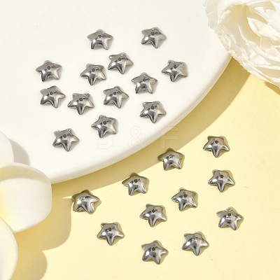 Tarnish Resistant 5-Petal Flower Smooth Surface 304 Stainless Steel Bead Caps STAS-R065-56-1