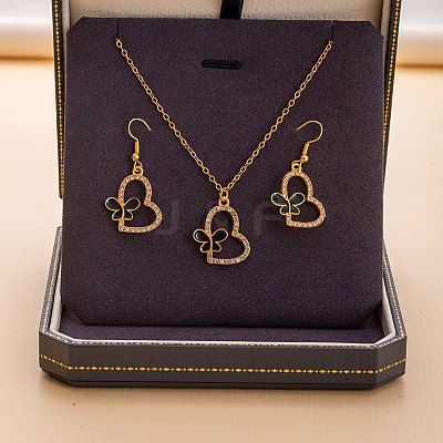 Alloy Rhinestone & Enamel Pendant Necklaces & Dangle Earrings Sets for Women FS-WGD52C4-12-1